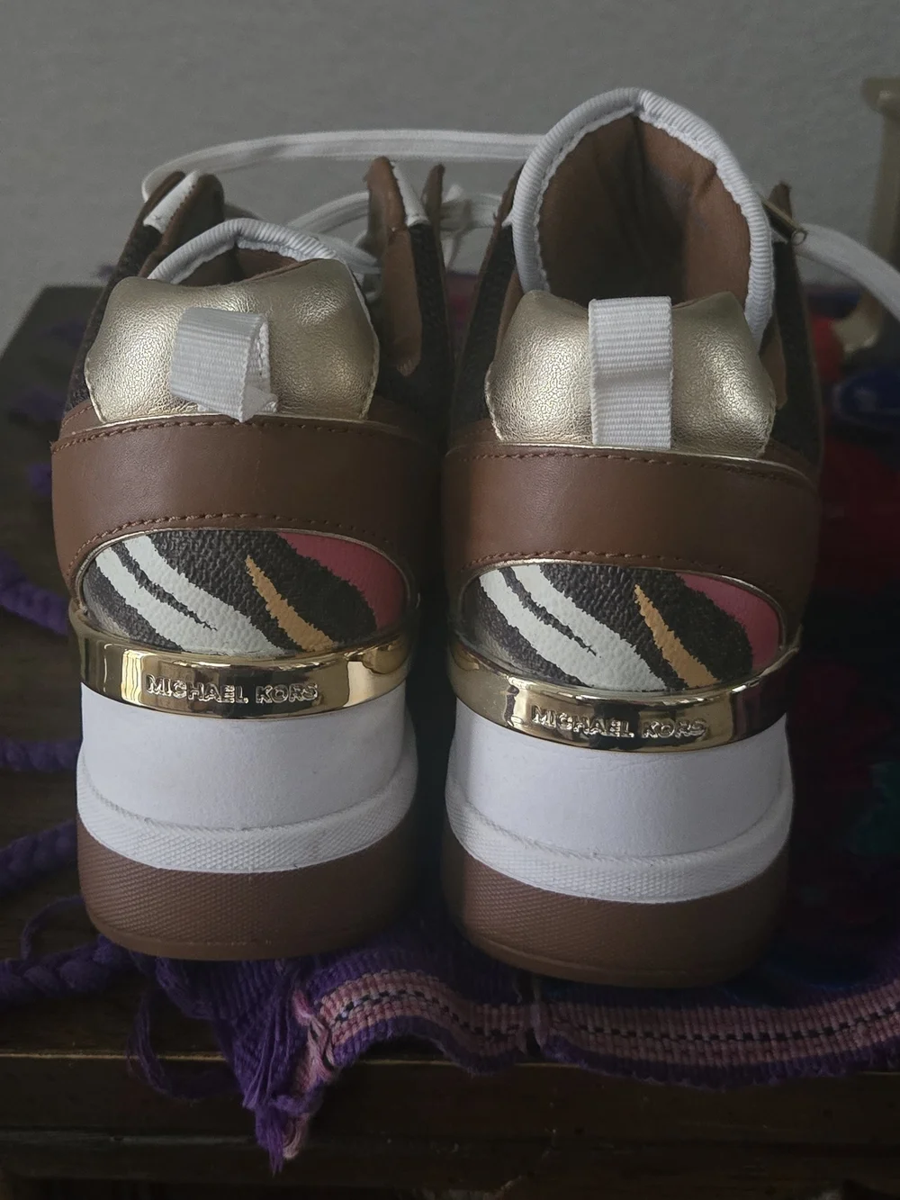 Michael Kors Brown Multicolor Platform Sneaker